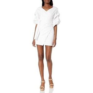 NWT ASTR The Label White Wrap Mini Dress Womens Size M Puff Sleeve